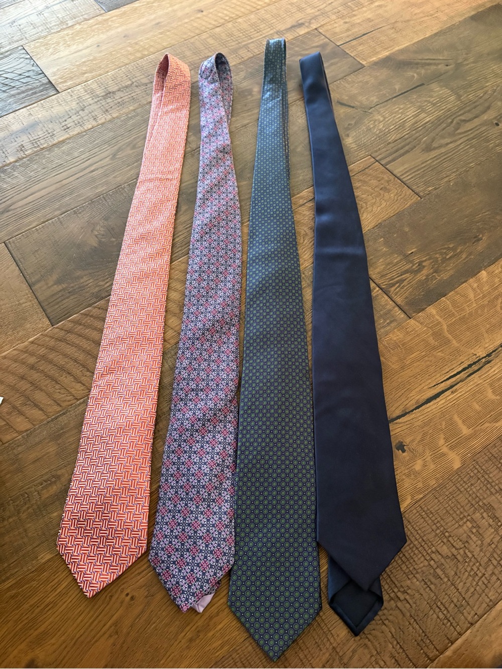 Men's Classic Silk Tie - Navy, Green, Pink, Orange/coral